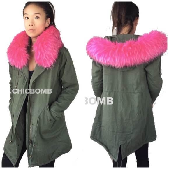 Faux fur collar hooded parka utility jacket - Picture 3 of 7
